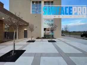 Cleaned commercial plaza pavers at a property in Plano, TX
