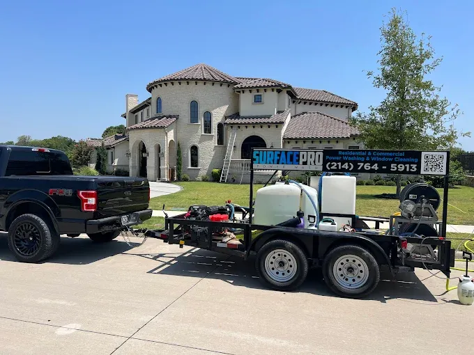Surface Pro Power Wash rig on site at a luxury home in Plano, TX