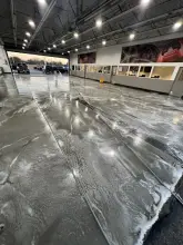 Cleaning a large commercial showroom floor in Plano, TX